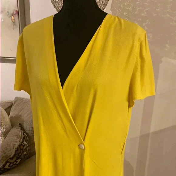 Rag &bone Sunny Yellow Wrap V-Neck Knee-Length Dress size medium - Picture 3 of 6